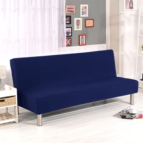 Housse De Canapé Sans Accoudoirs - Polyester 95 % - Élasthanne 5 % - Extensible 360° - Largeur Assise 70-82 Pouces - Bleu Foncé - 1 Pièce (1/5)