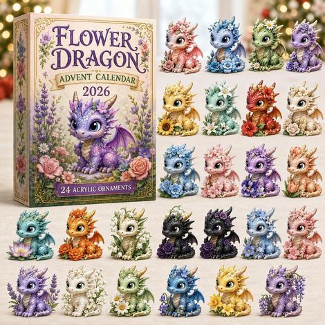 Bébé dragon au jardin calendrier avent 2026 2D boîte surprise