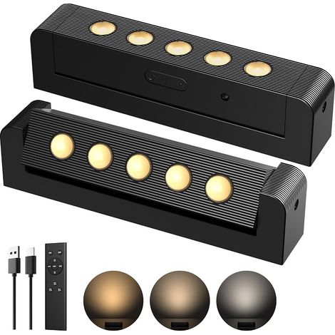 Projecteurs d'intérieur avec minuterie automatique quotidienne, ampoules rechargeables de 5500mAh, éclairage d'accentuation sans fil à intensité variable et 3 CCT, éclairage LED à (1/5)
