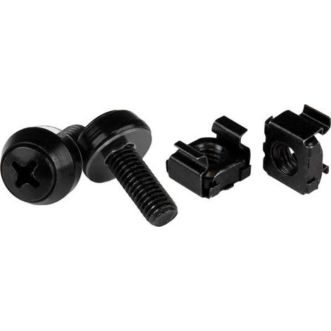StarTech.com Paquete de 100 Tornillos y Tuercas Enjauladas Cage Nuts M6x12mm - Negro