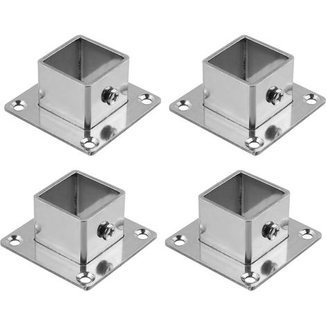 Lot de 4 socles carrés à bride en acier inoxydable — 2,5 cm x 2,5 cm — De construction robuste, ils sont parfaits pour l'installation de clôtures, de balustrades de terrasse ou d'aménagements paysager