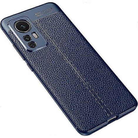 Schutzhülle für Xiaomi Mi 12 Pro, strukturiertes Lederdesign, kratz- und stoßfest (blaues Leder). (1/5)