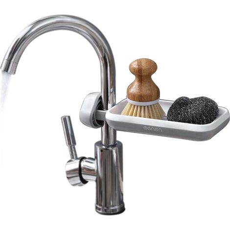Porte-savon éponge rotatif pour robinet (gris) (1/5)