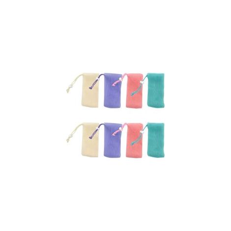 Lot de 8 sacs à savon en filet avec cordon de serrage pour le bain et la douche. (1/5)