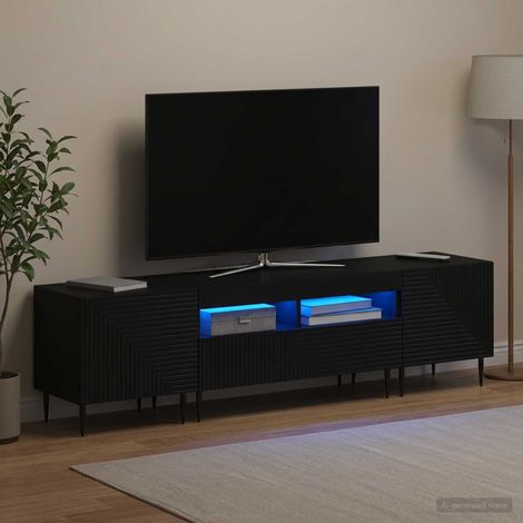 vidaXL Ensemble de 3 Meubles TV LED Noir Bois d'ingénierie (1/5)