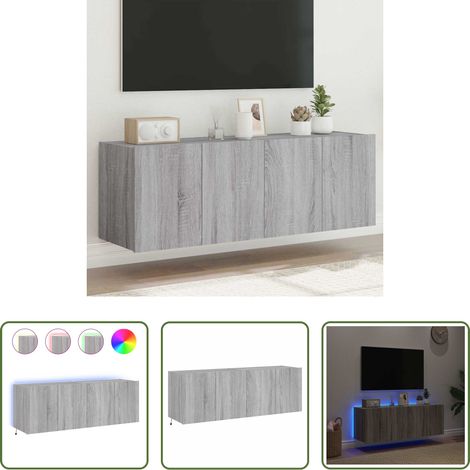 LED-Leuchten - TV-Wandschränke mit LED-Leuchten 2 Stk. Grau Sonoma 60x35x41 cm (1/5)