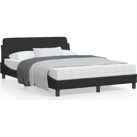 Cadre de lit avec tête de lit Noir 140x190 Velours (1/5)
