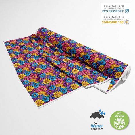 TESSUTI DECORATIVI PER ESTERNI OXFORD - Motivo Fiori Colorati  DX18031 (1/5)