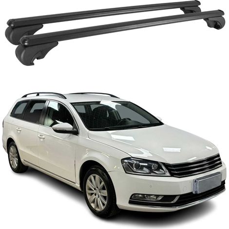 OMAC Barres de toit en aluminium pour VW Passat B7 Variant 365 2010-2014 – TÜV / DIN 75302:2019 – Antivol inclus – Charge max 75 kg – 2 barres Noir (1/4)
