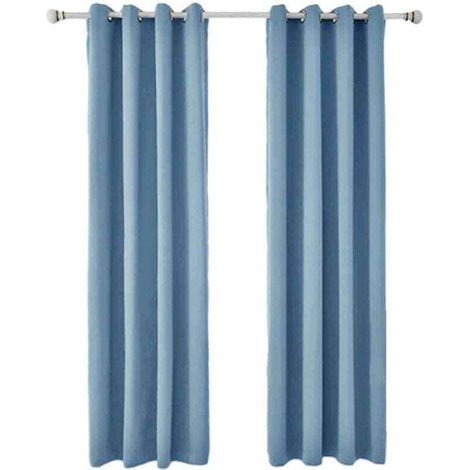 2 Pièces Rideaux Occultants Thermiques pour Salon - 140x240cm - Bleu Clair (1/4)