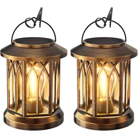Lampes Solaires GEARLITE, Jardin Suspendu, Lot de 2, Lanternes, Exterieur, Tungstene, 2700K, LED (1/5)