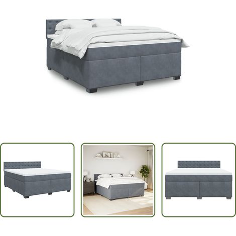 Matratze - Boxspringbett mit Matratze Dunkelgrau 180x200 cm Samt (1/5)