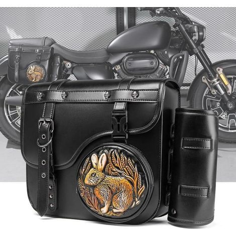 Motorrad Satteltasche 30L Leder Wasserdicht mit Flaschenhalter Universal (1/5)