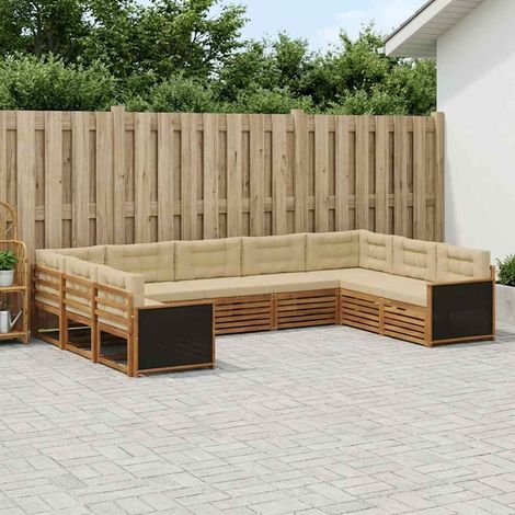vidaXL Outdoor-Sofagarnitur 9 pcs Natur und Beige Massivholz Akazie (1/5)