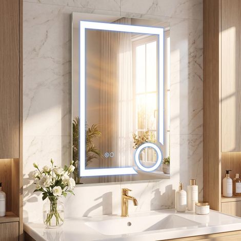 LED Bathroom Mirror with Anti-Fog, 3x Magnification, 70x50 cm (1/4)