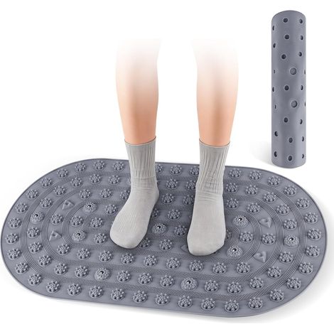 Silicone Massage Pieds, 75 x 44 cm Masseur Pied, Gris Antidérapant Tapis Acupression, Favorise Circulation Sanguine, Soulage Fatigue, Facile à Nettoyer, Appareil Massage des Pieds (1/5)