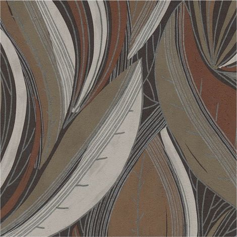 Graphic wallpaper wall Profhome 786553 hot embossed non-woven wallpaper textured with floral ornaments and metallic highlights brown platinum black light grey 5,33 m2 (1/5)