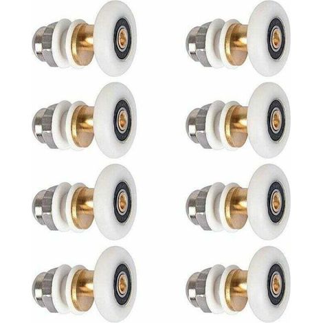 Roulettes pour portes de douche : Ensemble de 8 roulettes de rechange de 25 mm pour portes de douche coulissantes. (1/4)