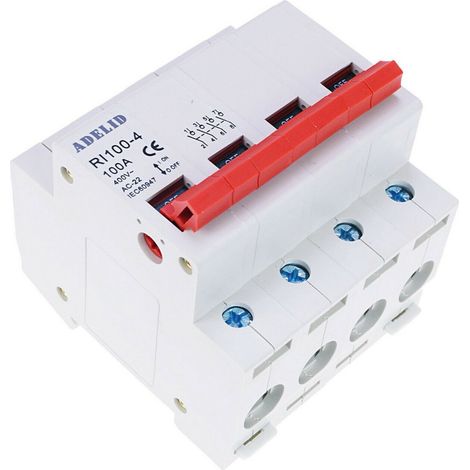 Hauptschalter Ausschalter Trennschalter Leistungstrenner 4-polig 63A 400V AC DIN-Schienenmontage (1/4)