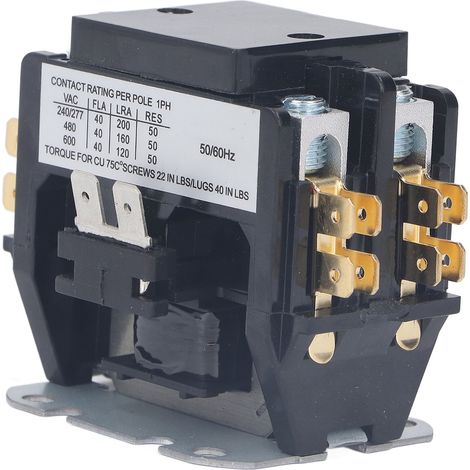 Contactor de aire acondicionado de 40 A, bipolar, con contactos de aleación de plata y bobina de cobre, para motor de compresor de condensador de aire acondicionado de 220 V. (1/5)