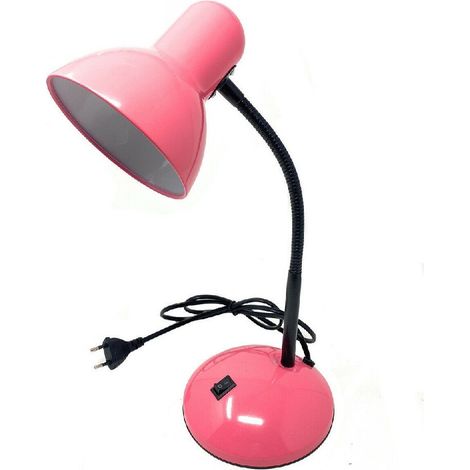 TrAdE Shop Traesio - Lampada Da Scrivania Con Braccio Flessibile Luce Lume Tavolo Per Cameretta Color - Rosa (1/2)