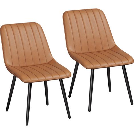 Chaise de salle à manger - HOMCOM - lot de 2, moderne, dossier et assise incurvés - revêtement synthétique - 51x61x78cm - marron (1/5)