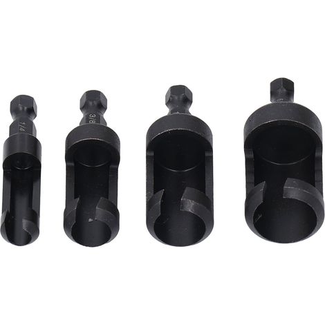 [JAMAIS UTILISÉ]Ensemble de 4 forets à bouchons en acier au carbone à queue hexagonale (1/4 po, 3/8 po, 1/2 po, 5/8 po) pour le travail du bois (1/5)