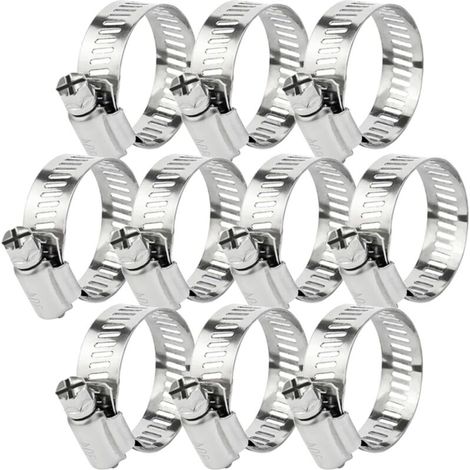 Lot de 10 colliers de serrage à vis cruciformes 6 à 12 mm réglables en acier inoxydable