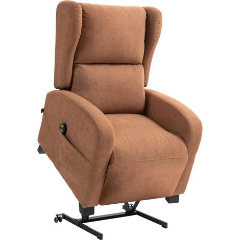 Poltrona Alzapersona Schienale Reclinabile a 160° 76x96x109 cm in Velluto Marrone Scuro (1/5)