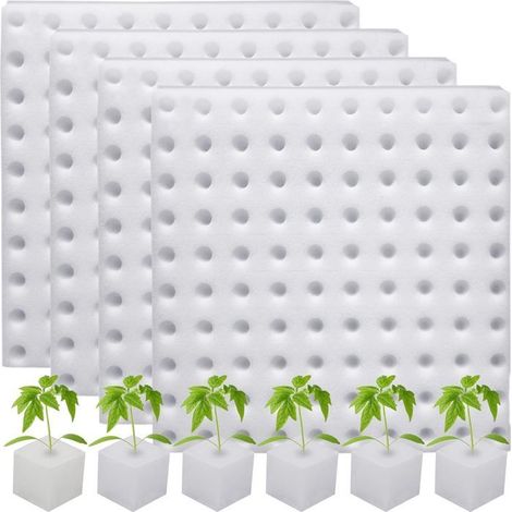 KLVGTIFS PU - 4 plaques (400 petits morceaux au total) de mousse spécialement conçues pour la culture hydroponique de germes de blé, adaptées à (1/5)
