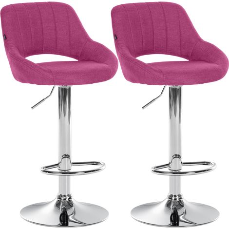 Lot de 2 tabourets de bar Milet en tissu Violet Métal chromé