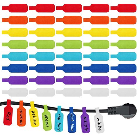 40 Étiquette Câble Electrique, Organisateur Câble Réutilisable 8 Couleurs, 4.5x2cm, avec Fermeture (1/5)