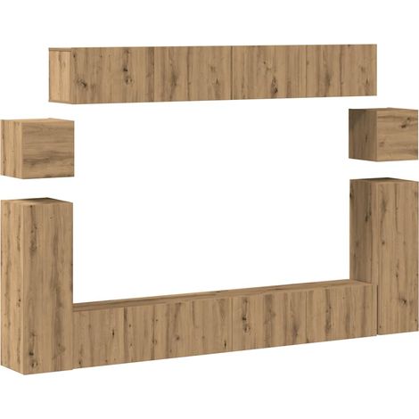 Mueble para TV de pared madera contrachapada artesanal 8 piezas vidaXL (1/5)