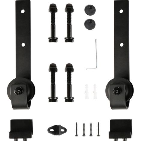 Quincailleri Kit de Rail Pour Porte en Bois Simple,Sans piste,120 kg,noir (1/5)