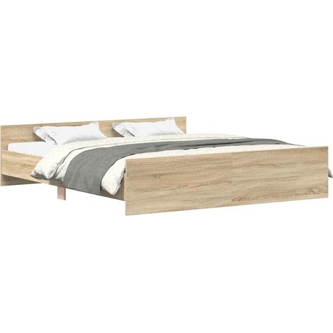 Lit double  Lit adulte  Cadre de lit sans matelas chêne sonoma 160x200 cm (1/5)