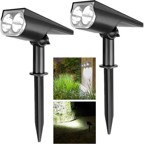Lot de 2 lampes solaires 800lm – IP65 étanche – Panneau monocristallin 22% – Batterie 2200mAh – Lumière froide 6500K (1/5)