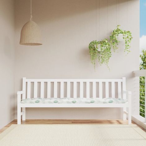 Coussin de banc de jardin motif de feuilles 200x50x7 cm tissu (1/5)