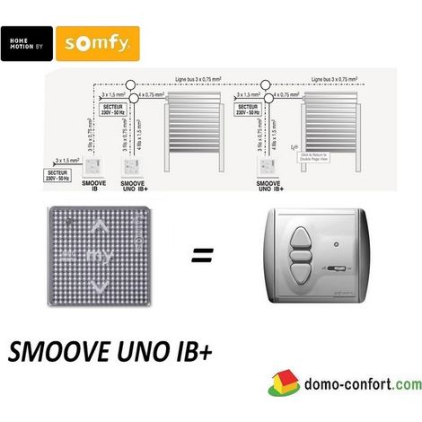 Somfy – Commande filaire SMOOVE UNO IB Silver Shine – Compatible avec moteurs 230 VAC – Installation dans boîtier 50mm – Fonction bouton poussoir (1/2)