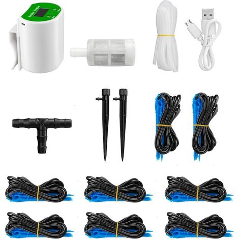 Système d'arrosage automatique pour plantes en pot, en plastique, blanc et noir, goutte à goutte intérieur (1/5)