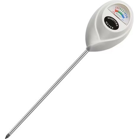 Humidimètre de sol, sonde longue pour l'intérieur et l'extérieur, jardin, ferme, pelouse, sans piles (blanc) (1/4)