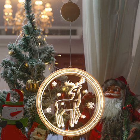 Décoration Lumineuse De Noël - LED Blanc Chaud - Avec Ventouse Et Crochet - Pour Fenêtre Arbre De Noël Intérieur - 16 x 16 cm - 1 Pièce (1/5)