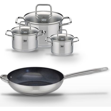 Lot Poêle céramique 32cm Elo Profi Therm Platinum et 3 Faitouts Elo (1/5)