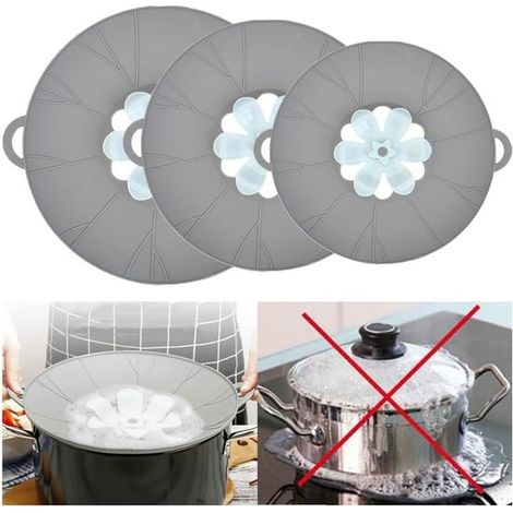Trois tailles de couvercles en silicone étanches pour bocaux. Compatibles micro-ondes. Protection anti-débordement. Sûrs, souples et résistants à la chaleur. Faciles à nettoyer. (1/5)