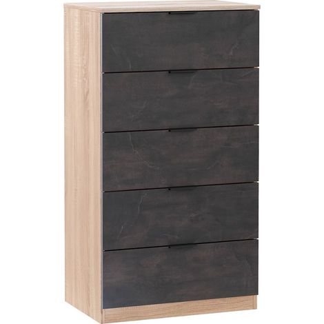 Comoda 5 cajones roble y oxido (1/3)
