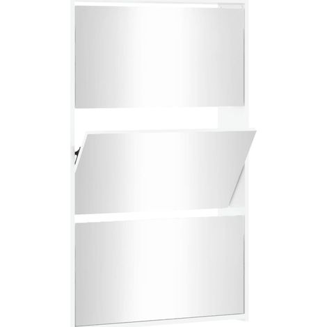 Meuble à chaussures,Armoire à chaussures avec miroir 3 couches Blanc brillant 63 x 17 x 102,5 cm CFW9771754 (1/5)