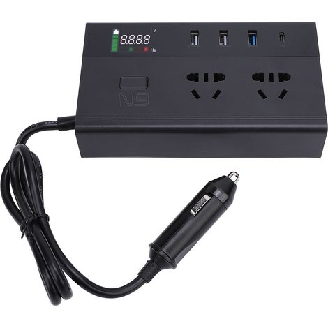 300W Modifizierter Sinus-Wechselrichter für Autos mit 2 Ausgängen, QC4.0 PD Schnellladung und digitaler Spannungsanzeige. (1/5)