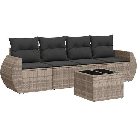Maison Exclusive - Set de sofás jardín y cojines 5 pzas ratán sin (1/3)