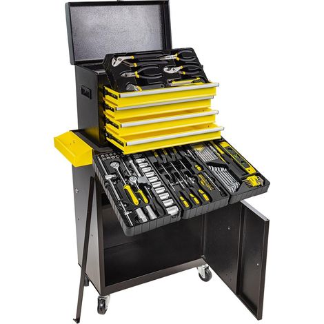Carro de herramientas profesional con juego de herramientas de 253 piezas, robusto y portátil, 700 x 600 x 290 mm