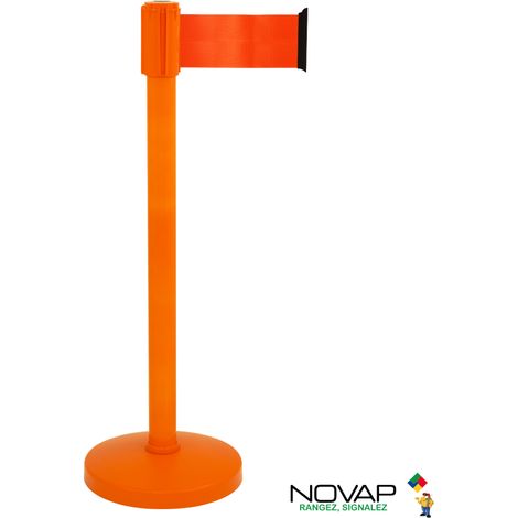 Poteau COLOR alu Orange à sangle Orange 3m x 100mm sur socle portable - 2053402