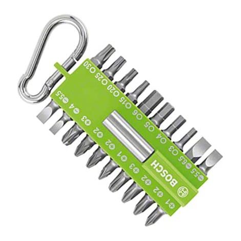 Bosch Set di 21 Pezzi Bit di Avvitamento con Supporto Universale per Bit Verde (Moschettone, Accessorio per Avvitatore Elettrico)
